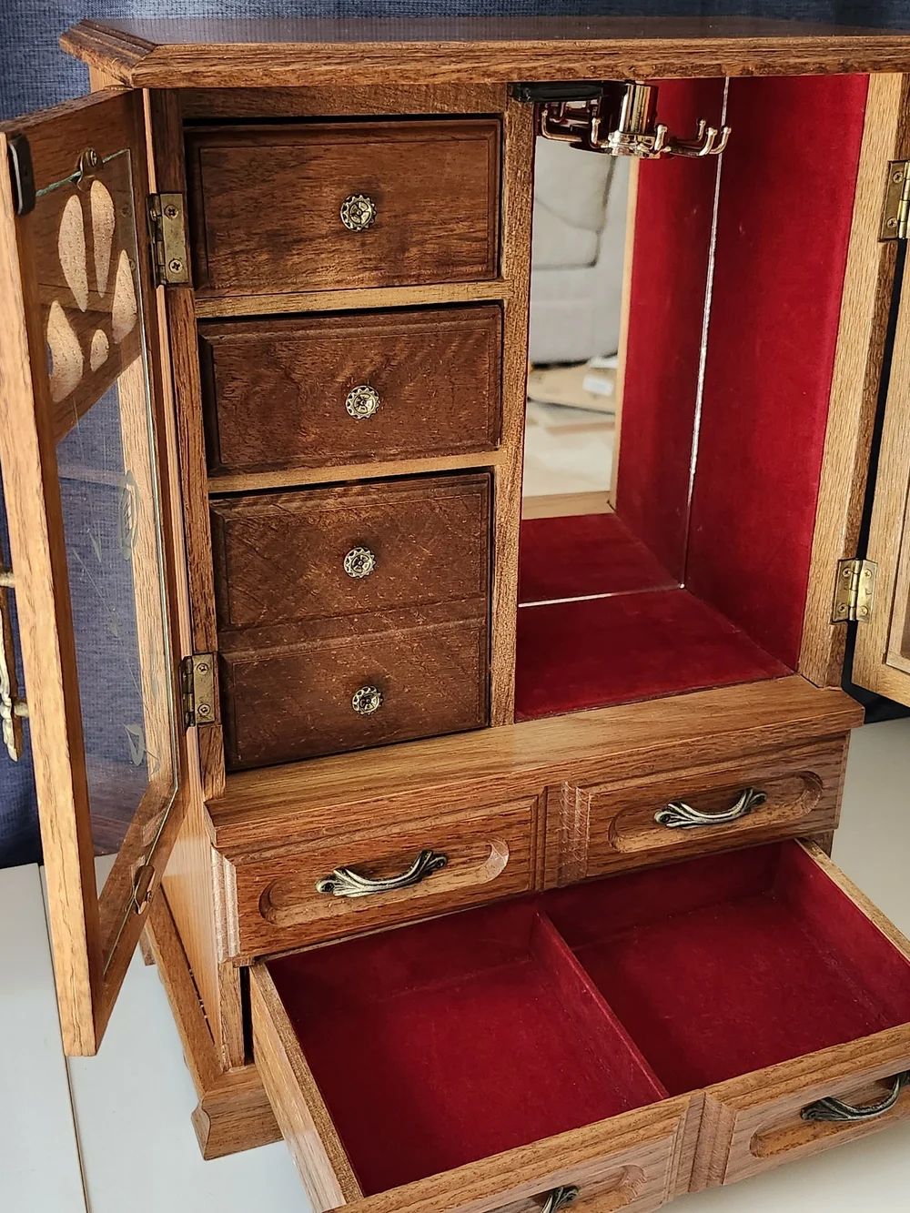 Vintage Wooden Jewelry Box Armoire Chest – 16